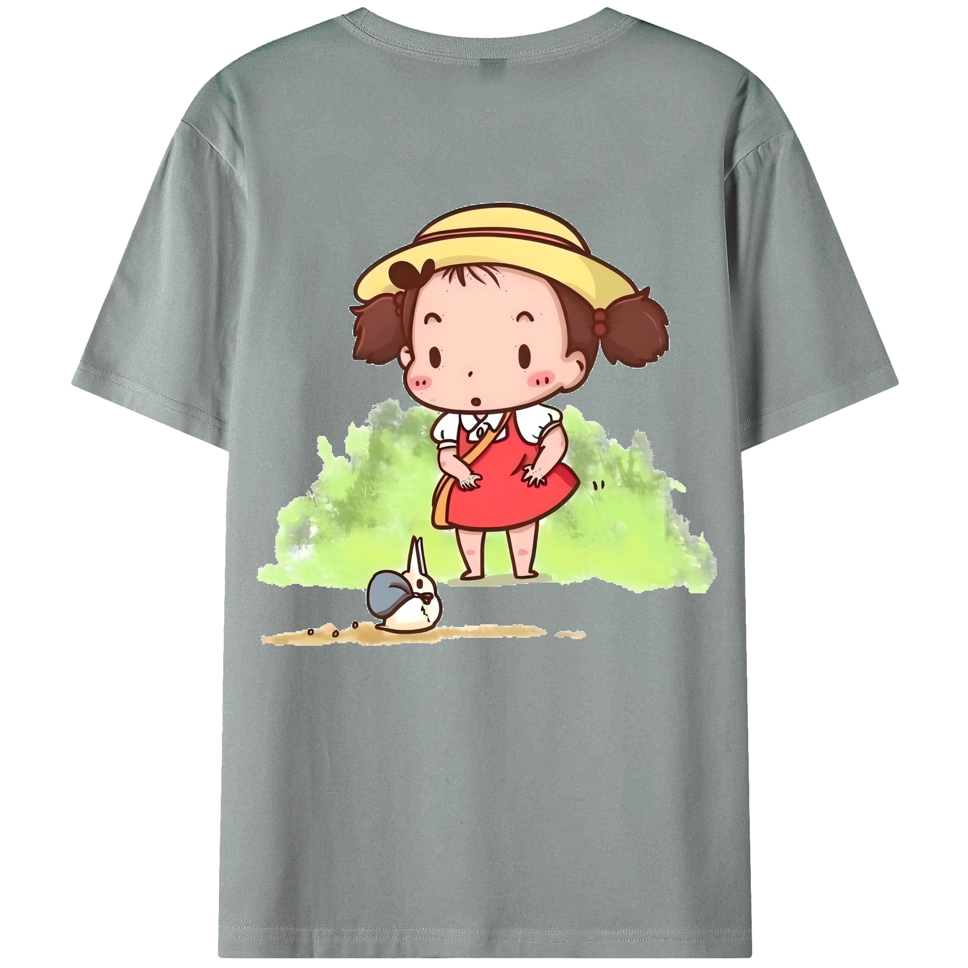 （画像用） となりのトトロ 草壁メイ 草壁サツキ My Neighbor Totoro Satsuki Kusakabe Mei Kusakabe 綿100％ メンズ半袖Tシャツ（バックプリント） 通気性